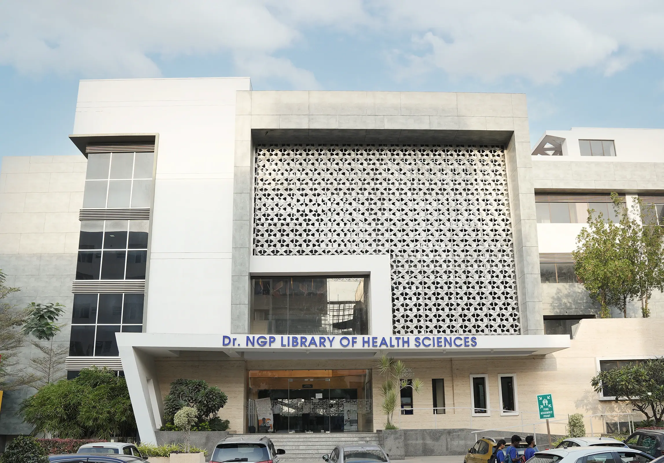 Students reading in the library